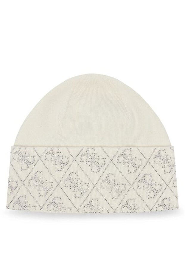 White Logo Stone Decorated Women's Beret