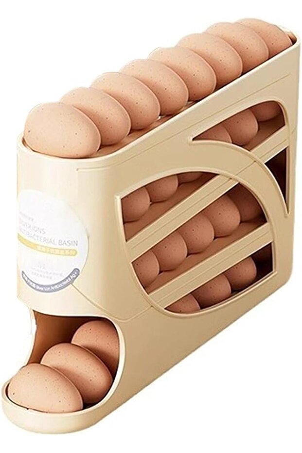 Egg Storage Container,4Tiers Egg Dispenser,Automatic Rolling Egg Tray Organizer,Holds 30 Eggs, Space