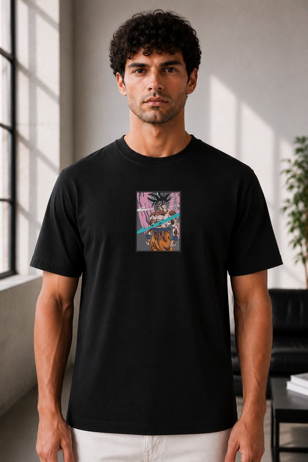 Unisex Oversize Dragon Ball Goku Embroidered Anime T-Shirt 100% Cotton