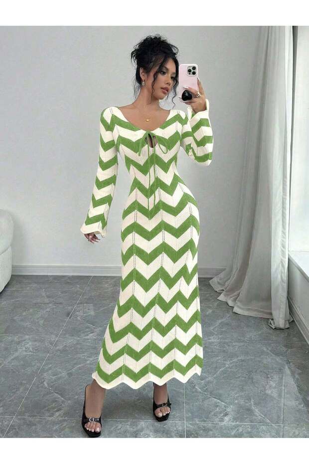 Rochie maxi, mix de culori - L
