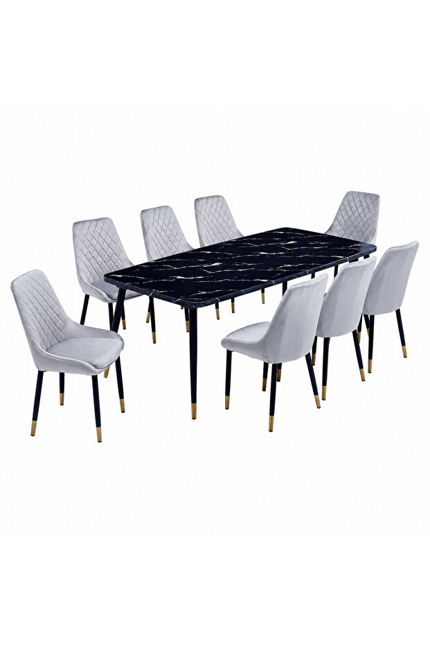 Marble dining table with 8 chairs