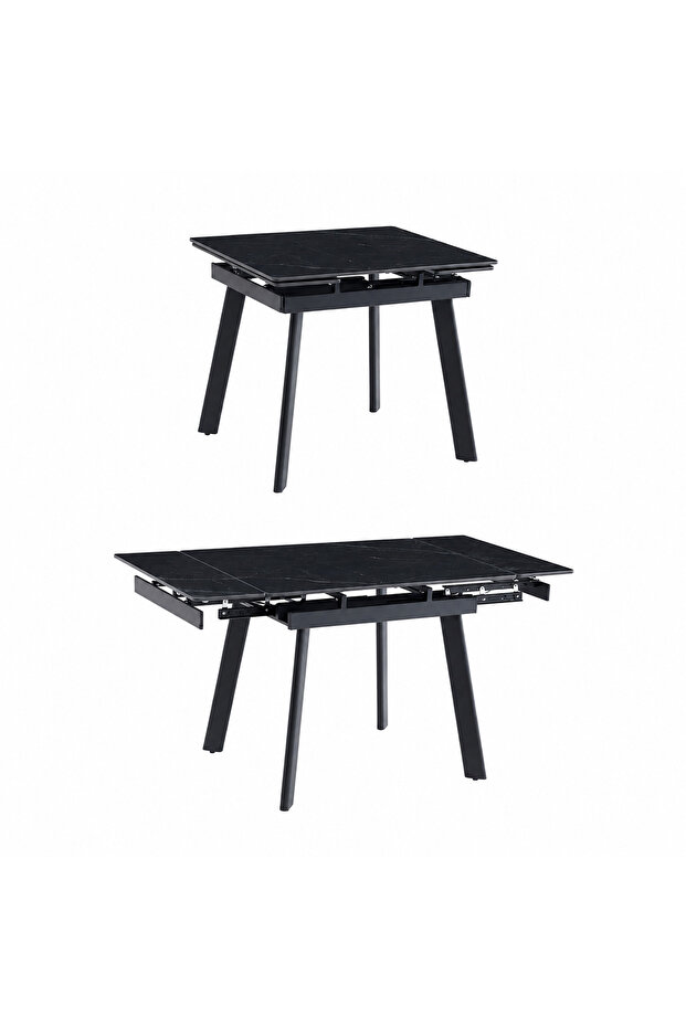 Extendable Dining Table 90 + 25 + 25 X 80 cm Black