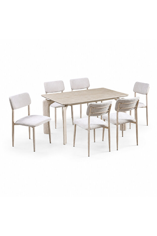 6 Seater Marble Dining Table Set