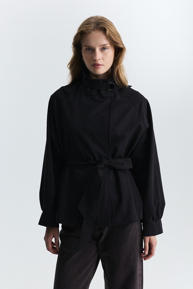 Trench Coat with Stand Collar