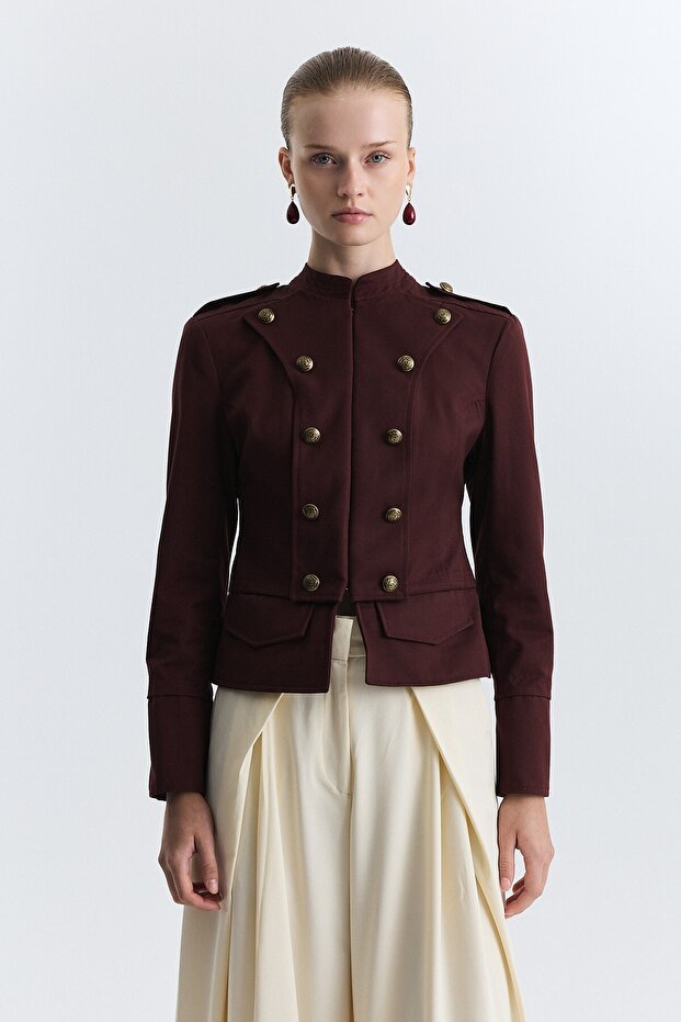 Button Detailed Epaulet Jacket