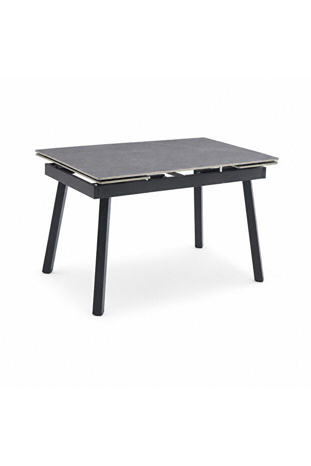 Extendable Dining Table 120 + 30 X 85 cm Matte Gray and Gold