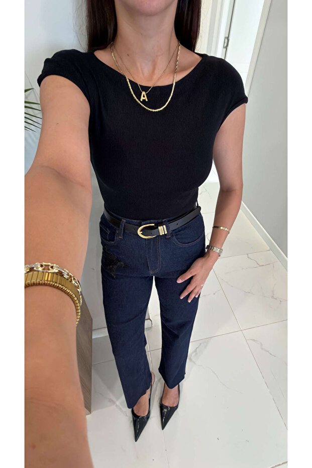 Malex Black Blouse with Sleeves