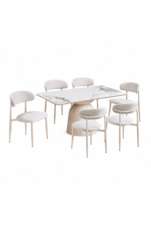 Ceramic Dining Table Set 6 Chairs