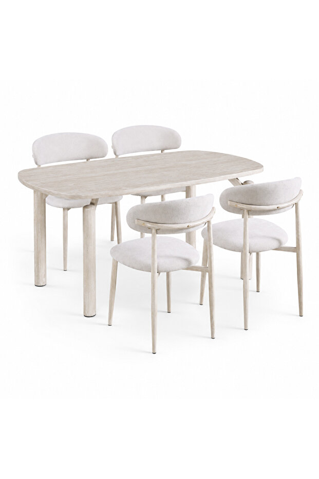 Dining Table Marble Alternative 4 Chairs