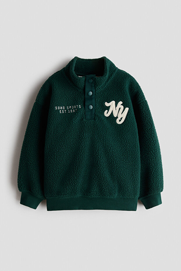 Yakalı Pelüş Sweatshirt