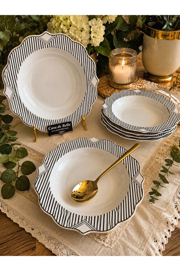 Gold Gilded Dinner Plate for 6 People 21cm
