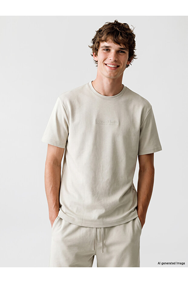 Beige Regular Fit Men's Shorts Pajama Set