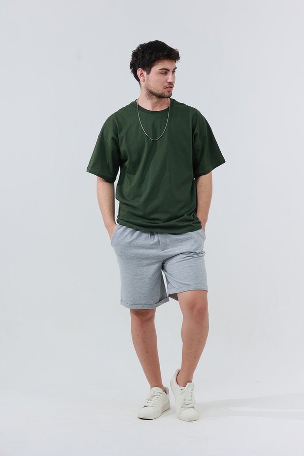 Cotton Comfortable Fit Short Sleeve Cotton Khaki Men's Oversize T-Shirt