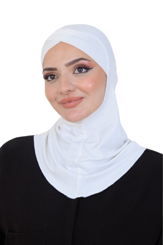Cross Front Design Women's Sport Ready Turban Flexible One-Piece Headscarf Cream