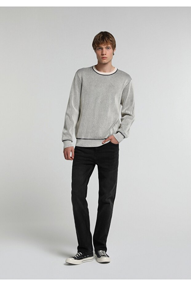 Relaxed Straight Fit Men's Black Denim Jean Pants