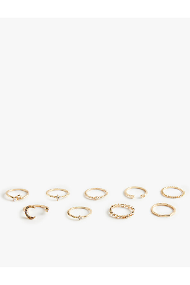 Stone Detailed 9-Piece Ring Set