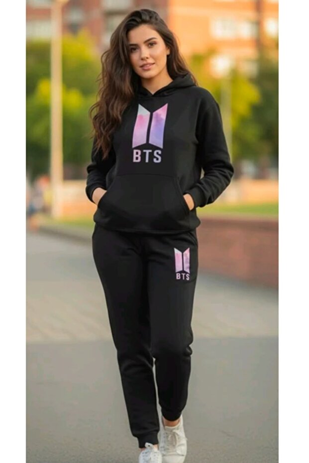 Bts Printed Hoodie Sweatshirt Top and Bottom Set 100% Cotton |   Supriz with a Gift