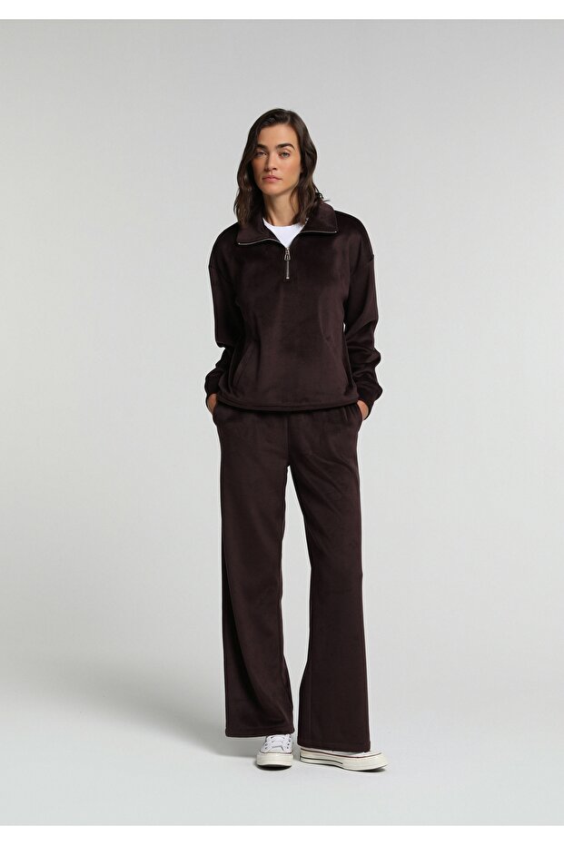 Regular Fit Mid Waist Straight Women's Purple Sweatpants