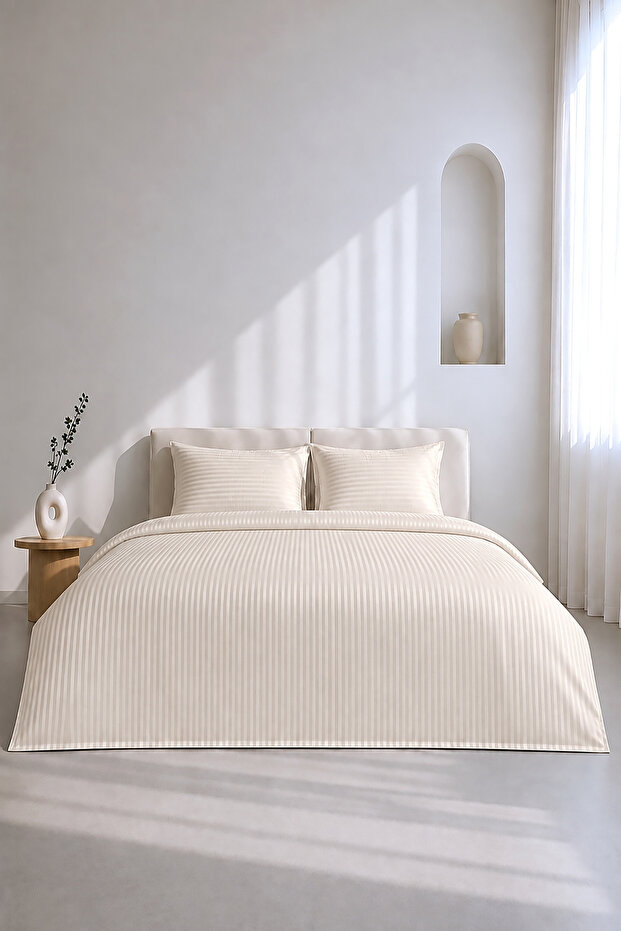 Bedding Set, Striped Satin – Striped Pearl – Single Size