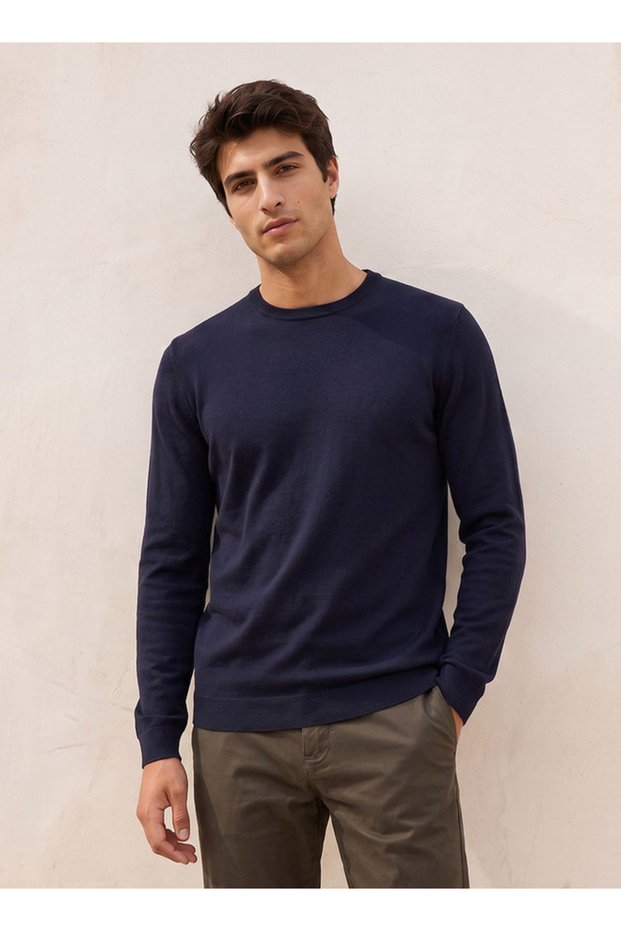 Basic Crew Neck Textured Sweater