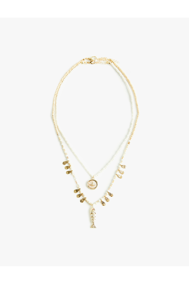 Fish Charm Beaded 2-Piece Necklace Set