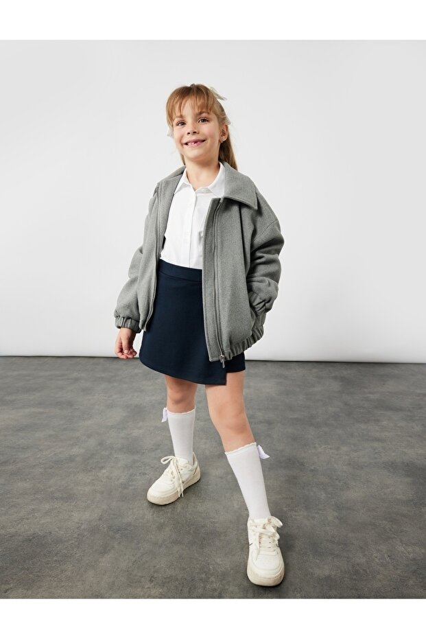 Elastic Waist Cotton Blend School Shorts Skirt