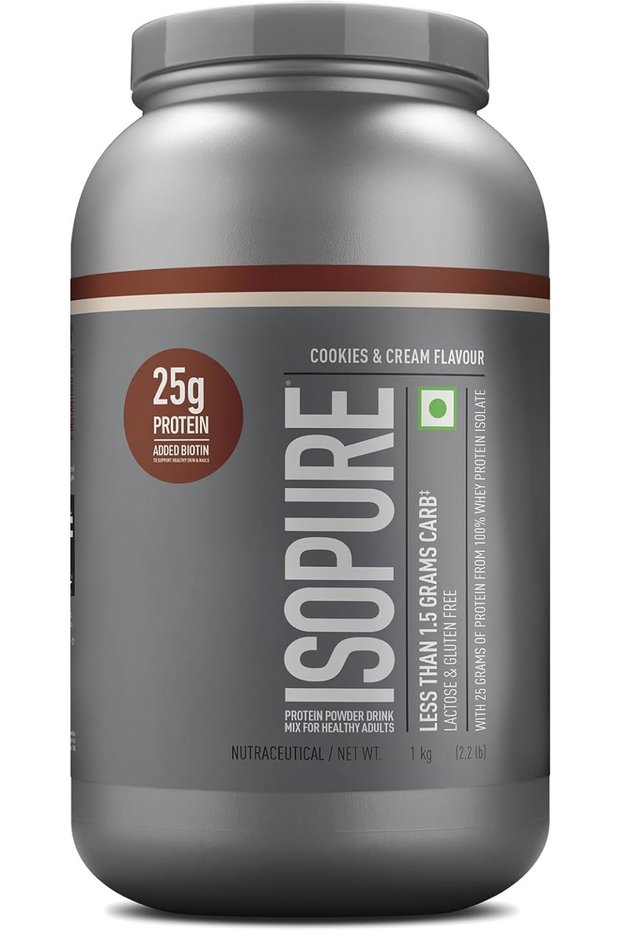 Whey Protein Isolate Powder with less than 1.5gm of Carbs and Vitamins for Immune Support - 1 kg Cookies & Cream, Vegetarian protein for Men & Women. Offer Pack