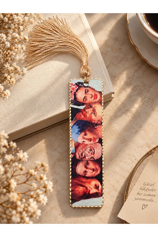 Premium Portrait Collage Patterned 100% Copper Bookmark - Frida Inspired