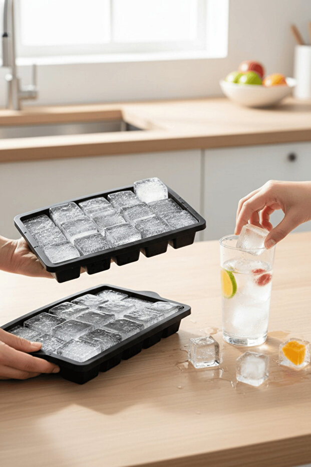 2 Pieces of 15-Piece Standard Size Square Silicone Ice Mold Mit1342