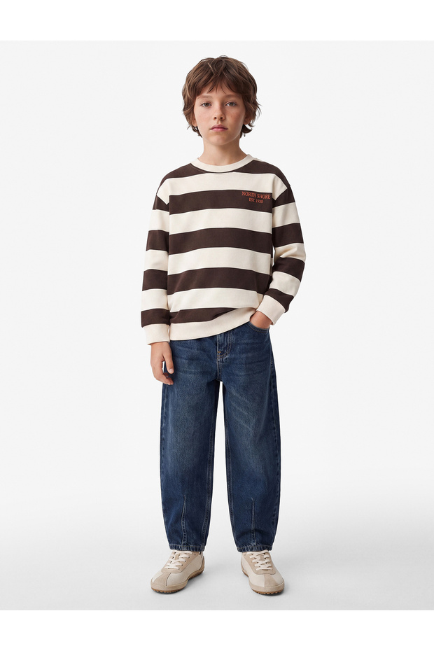 Long Sleeve Crew Neck Striped Sweatshirt