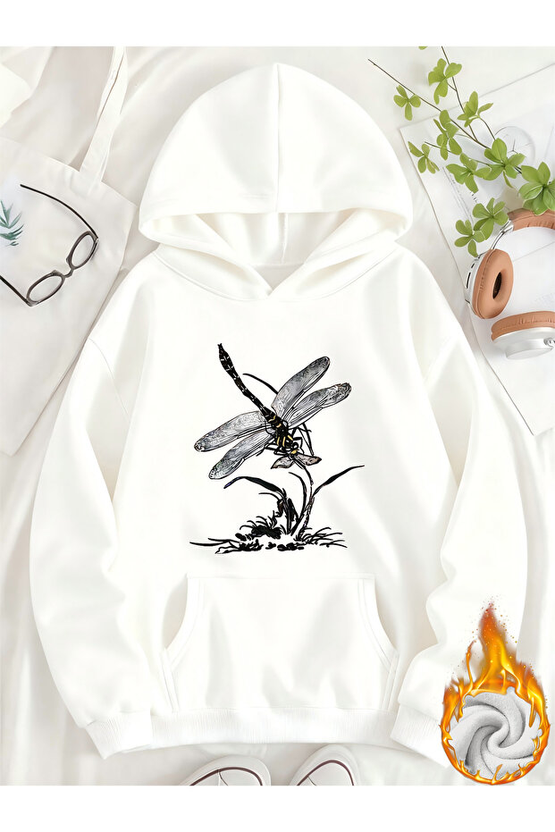 Unisex Women's Printed Hooded Kangaroo Pocket Comfortable Fit Regular Cut Sweatshirt