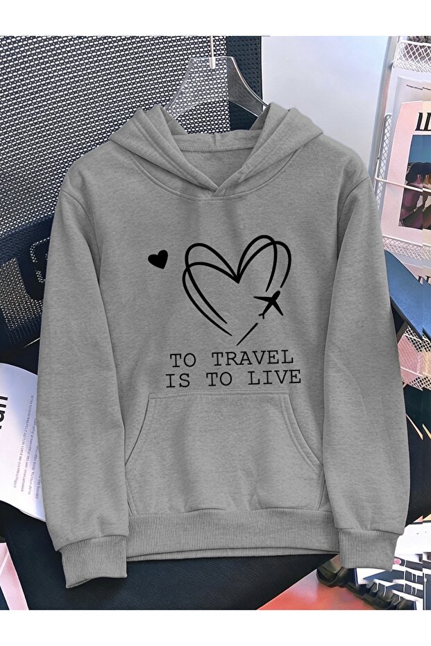 Unisex Women's Printed Hooded Kangaroo Pocket Comfortable Fit Regular Cut Sweatshirt
