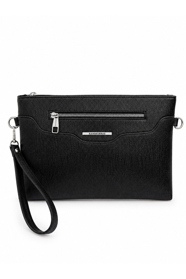 Women's Faux Leather Adjustable Crossbody and Hand Strap Portfolio, Clutch Bag S-1360 Lezard