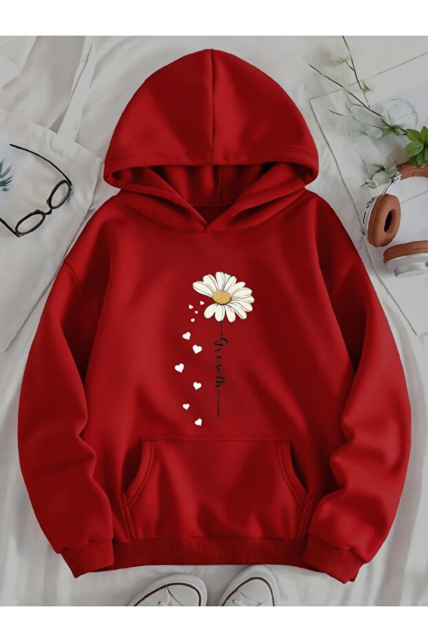 Unisex Women's Printed Hooded Kangaroo Pocket Comfortable Fit Regular Cut Sweatshirt