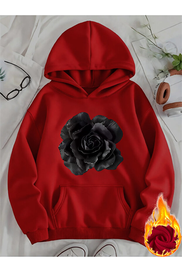 Unisex Women's Printed Hooded Kangaroo Pocket Comfortable Fit Regular Cut Sweatshirt
