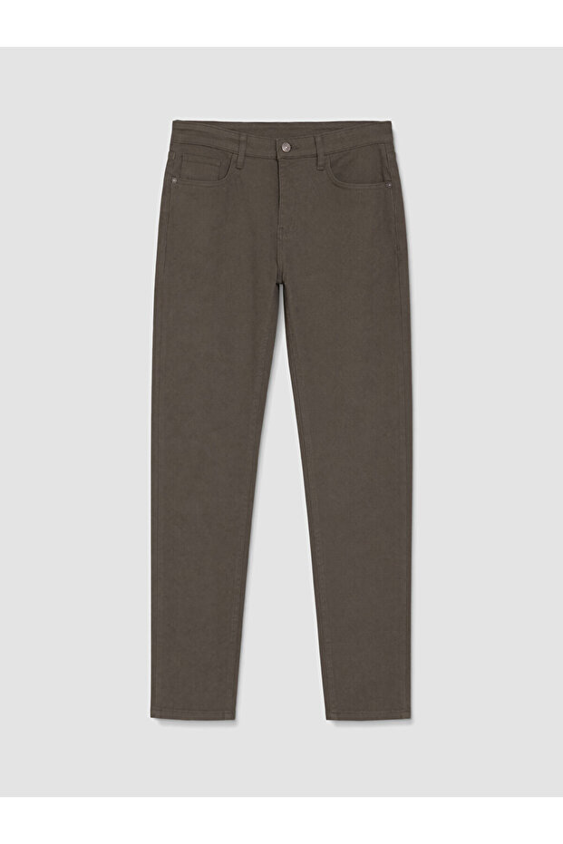 Özmarka New Season Khaki Slim Fit Gabardine Men's Chino Trousers