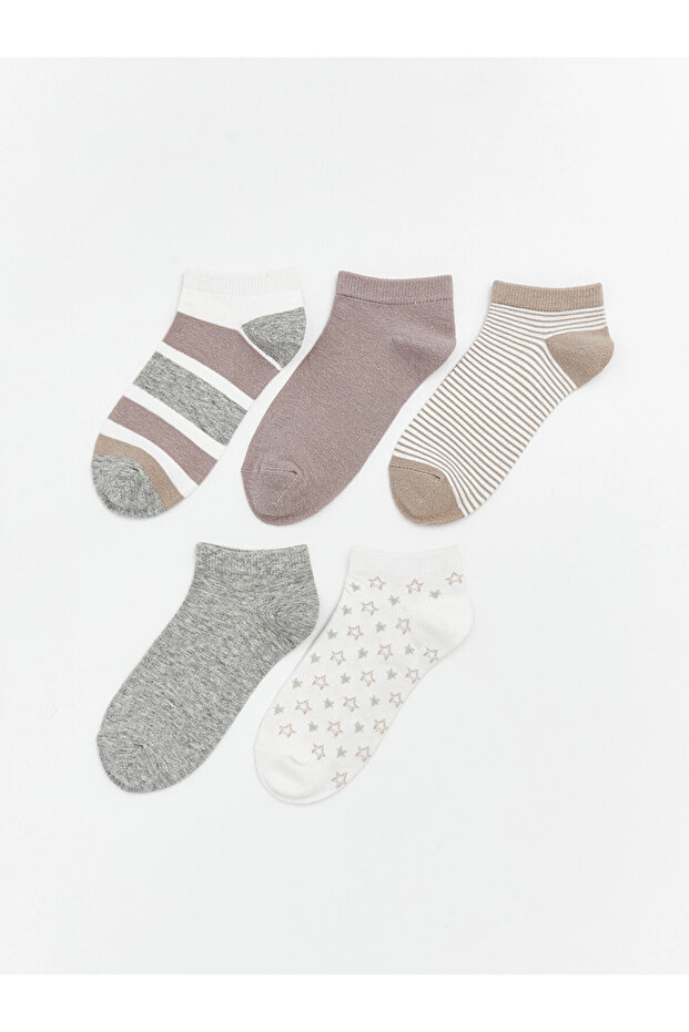 Lcw Dream Ecru Patterned Women's Booties Socks 5-Pack
