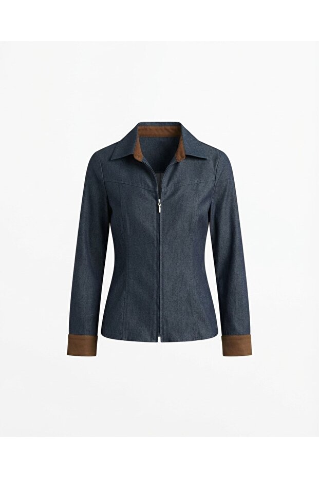Blue Coffee Collared Denim Shirt