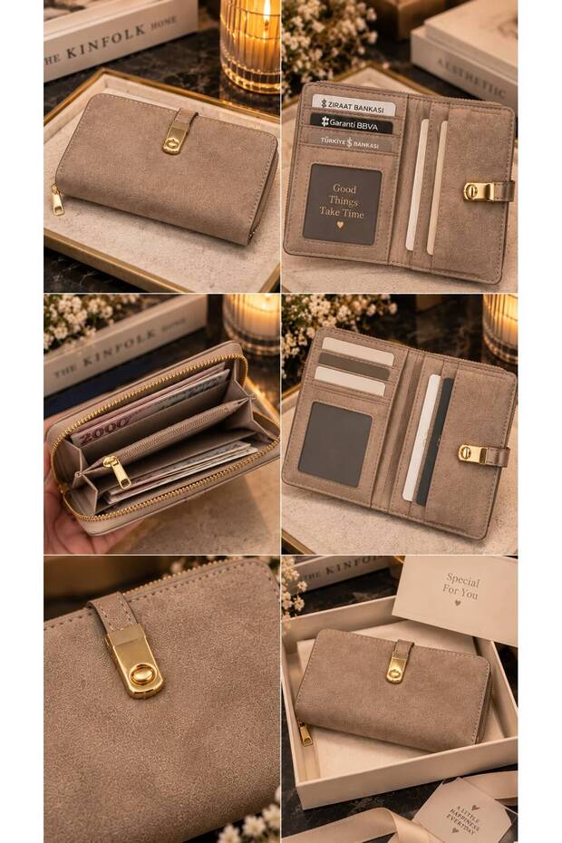 Suede Card Holder Wallet