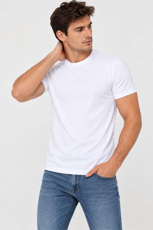 90 Men's Premium Crew Neck Cotton Lycra Casual T-Shirt
