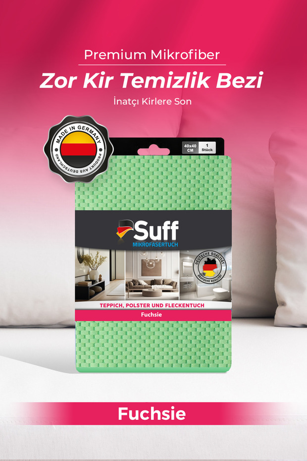 Fuchsie Microfiber Zor Kir Temizlik Bezi Multi-Purpose Cleaning Cloth for Stubborn Dirt 40X40 cm Green