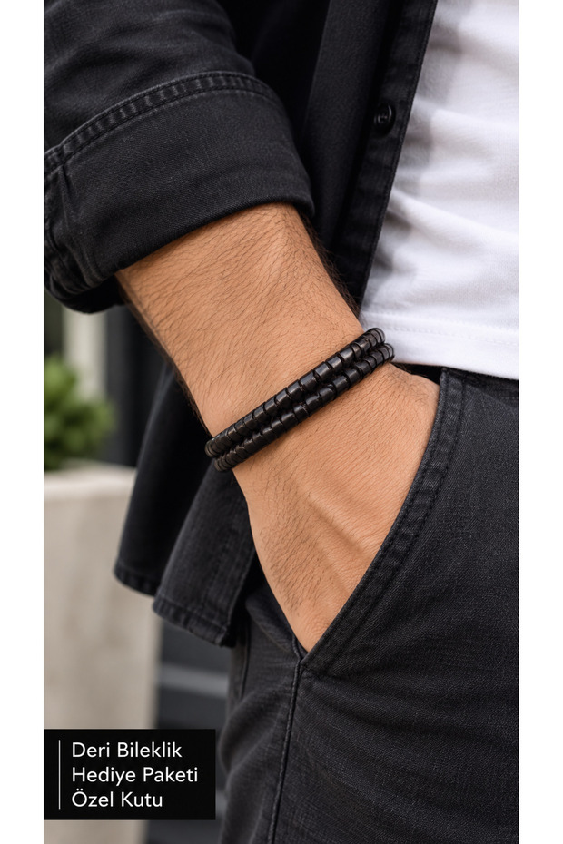 Verdanis Darkplait Dark Brown Leather Men's Bracelet - Thick Double Braid