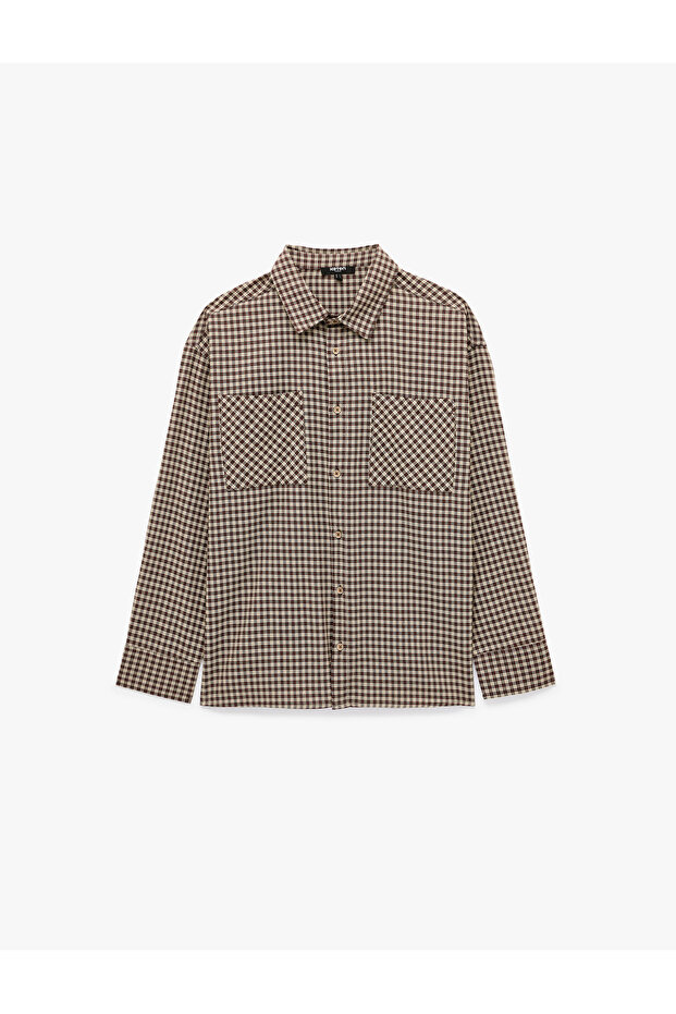 Regular Fit Pocketed Buttoned Classic Collar Plaid Long Sleeve Shirt