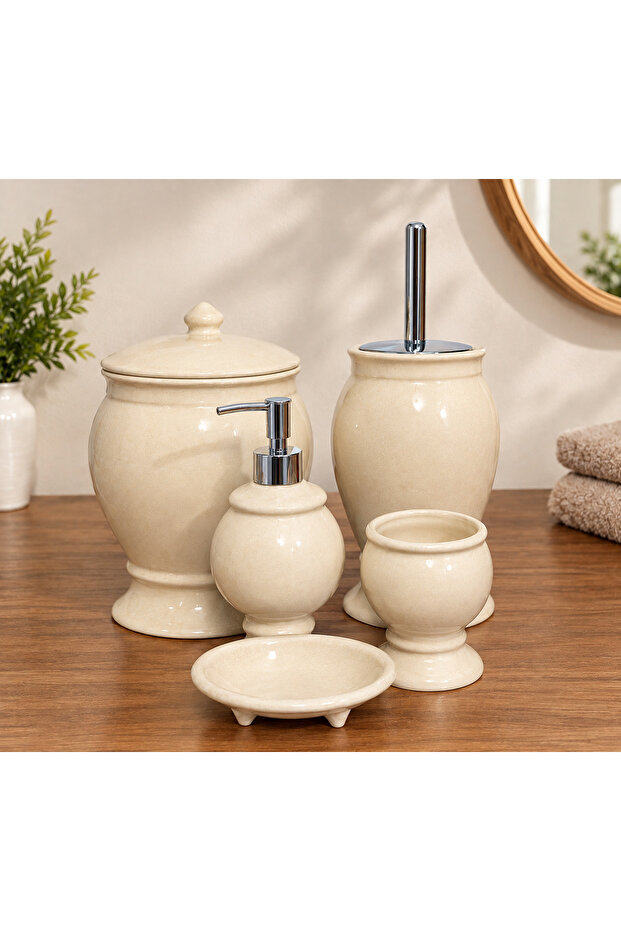 Naomi Collection Cream (Beige) 5-Piece Luxury Bathroom Set