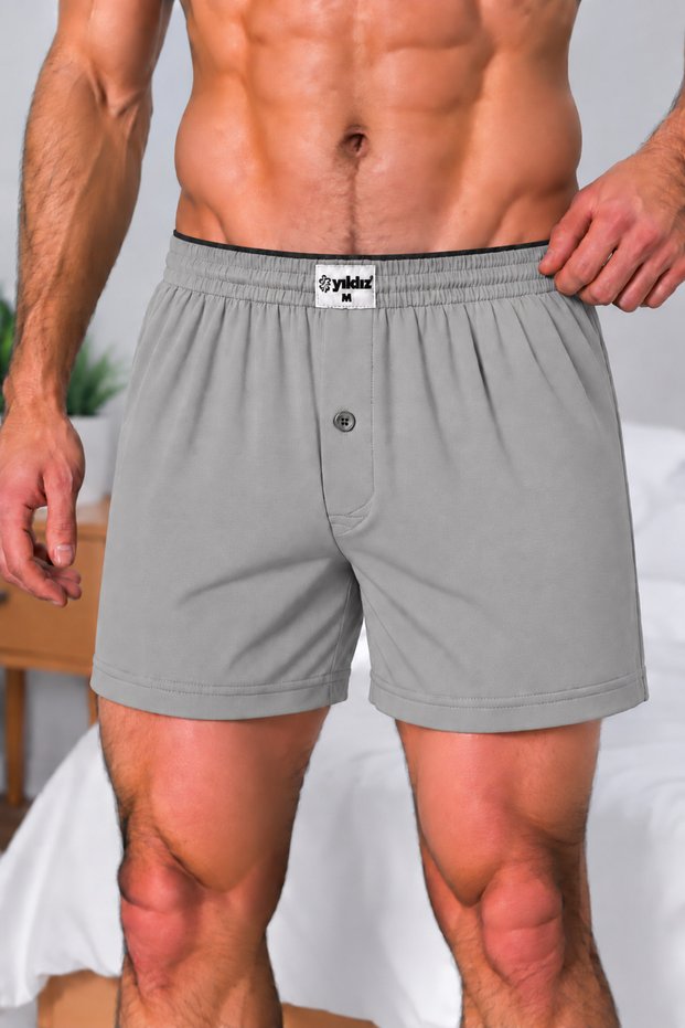 Yildiz Çamaşir 3-Pack Men's 100% Cotton Plain Boxer Shorts – Comfortable Cut with Elasticated Waistband