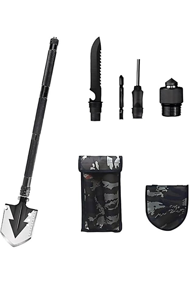 Folding Camping Shovel Set - Multi-Tool for Outdoor Adventure, Collapsible Design, Portable and Versatile,