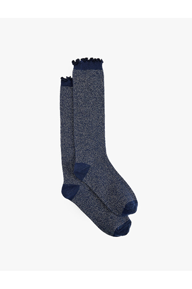Shiny Ruffled Knee Socks