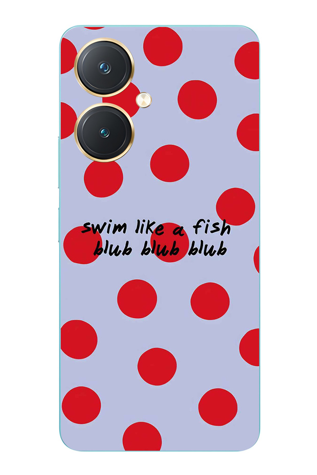 Vivo Y27 Compatible Red Polka Dot Pattern Transparent Phone Case
