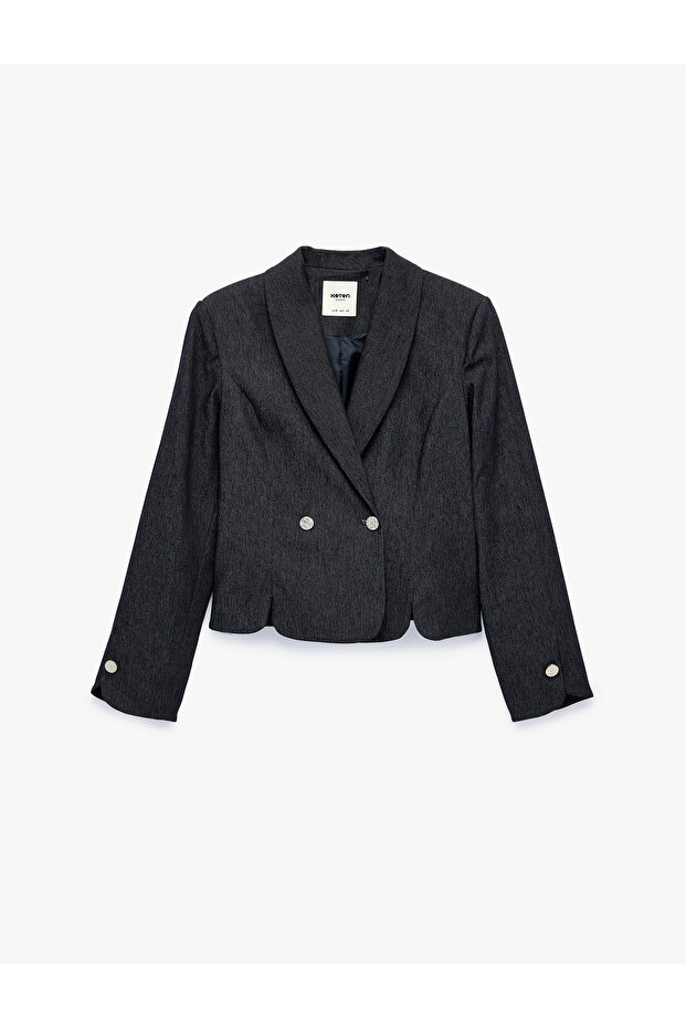 Slim Fit Long Sleeve Buttoned Shawl Collar Double Breasted Blazer Jacket