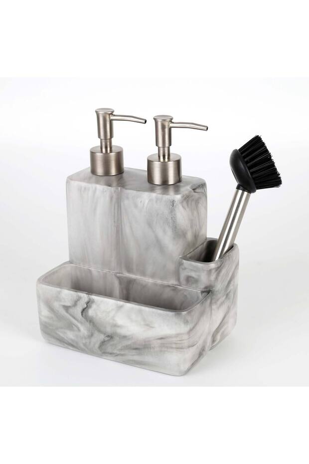 Marble Two-Fluid Sponge Holder Black
